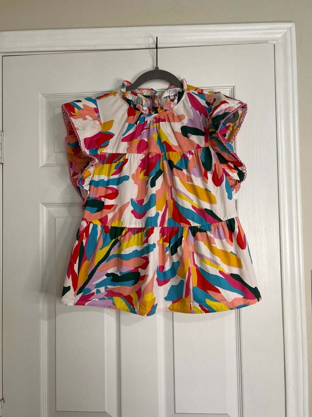 Crosby by Mollie Burch Hattie Tiered Flutter Sleeve Top Size S